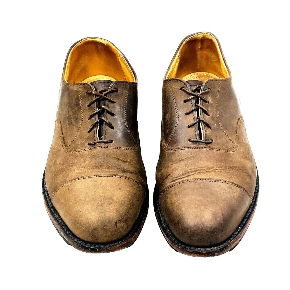 Cole Haan Country Shoes Nubuck Leather Cap Toe 10.5 Distressed Lace Brown